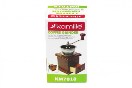 Кофемолка ручная Kamille - 205 мм деревянная. . фото 3