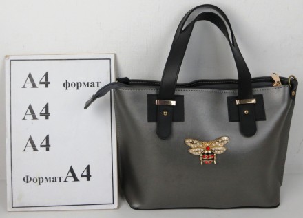  Небольшая женская сумка из искусственной кожи Ксения Fashion, Украина Серая Опи. . фото 9