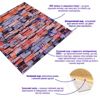  Декоративная 3D панель самоклейка под кирпич Екатеринославский песчаник 700x770. . фото 3