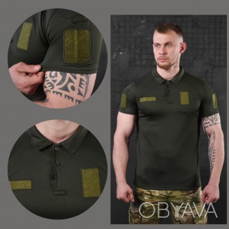 Тактическая футболка зсу поло олива для военнослужащих с липучками под шевроны
м. . фото 1