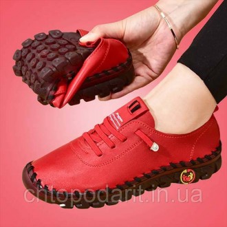 Лоферы самая удобная обувь, женская повседневная обувь, кроссовки красного цвета. . фото 2