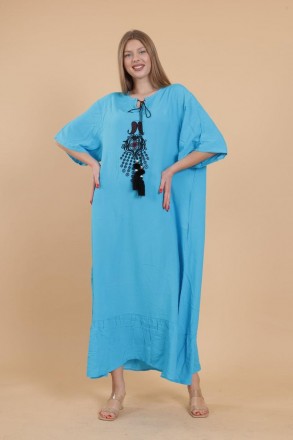 Длинное легкое платье большие размеры 60-64 (2XL-3XL) голубое, штапель, Турция, . . фото 2