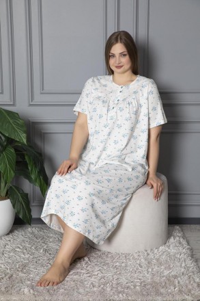 Женская ночная сорочка большого размера с кружевом 58-64 р Atinc Хлопок Турция 1. . фото 5