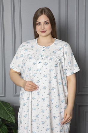 Женская ночная сорочка большого размера с кружевом 58-64 р Atinc Хлопок Турция 1. . фото 4