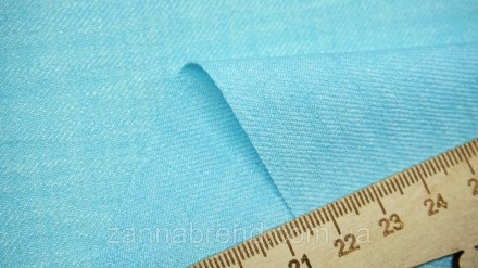  Ткань искусственный Лен-штрих с эффектом легкой жатки цвет светло-голубой - мяг. . фото 3