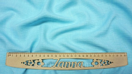  Ткань искусственный Лен-штрих с эффектом легкой жатки цвет светло-голубой - мяг. . фото 4