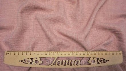  Ткань искусственный Лен-штрих с эффектом легкой жатки цвет какао с розовым отте. . фото 4