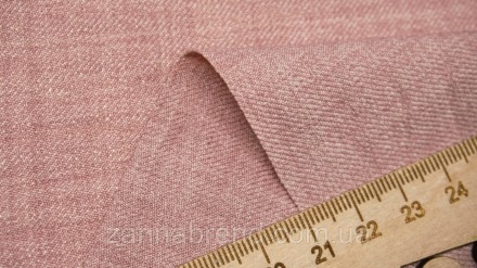  Ткань искусственный Лен-штрих с эффектом легкой жатки цвет какао с розовым отте. . фото 3