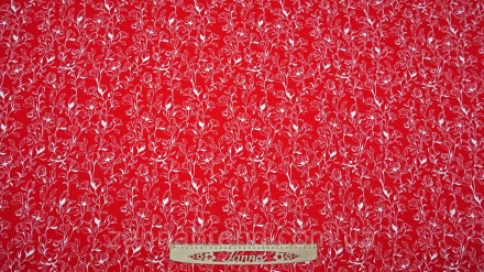  Ткань штапель цвет красный "Цветочные очертания" - мягкая, плотная, неэластична. . фото 3