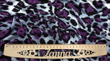  Ткань вискоза цвет черно-фиолетовый "Леопард" - мягкая, нежная, скользящая, стр. . фото 6
