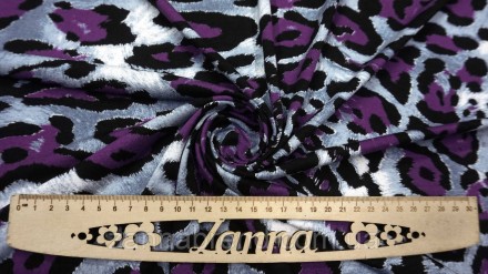  Ткань вискоза цвет черно-фиолетовый "Леопард" - мягкая, нежная, скользящая, стр. . фото 4