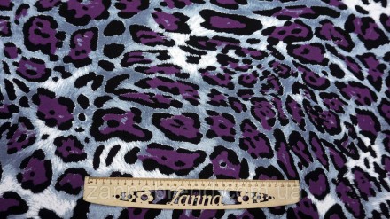  Ткань вискоза цвет черно-фиолетовый "Леопард" - мягкая, нежная, скользящая, стр. . фото 2