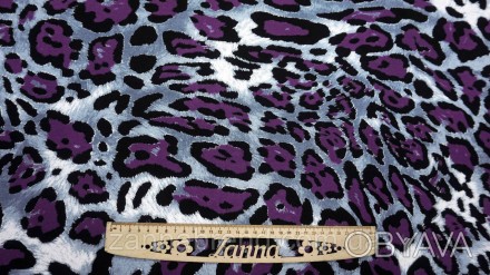  Ткань вискоза цвет черно-фиолетовый "Леопард" - мягкая, нежная, скользящая, стр. . фото 1