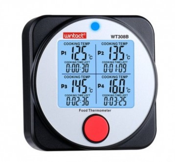 Термометр для гриля (м'яса) 4-канальний Bluetooth, -40-300 °C WINTACT WT308B
(2 . . фото 4