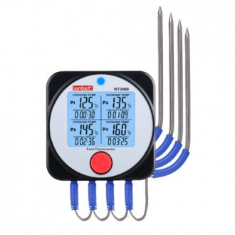 Термометр для гриля (м'яса) 4-канальний Bluetooth, -40-300 °C WINTACT WT308B
(2 . . фото 2