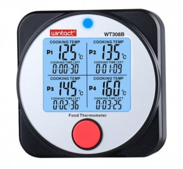 Термометр для гриля (м'яса) 4-канальний Bluetooth, -40-300 °C WINTACT WT308B
(2 . . фото 5