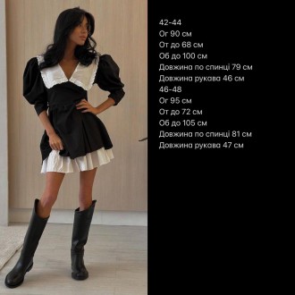 Фото реалПлаттяТканина костюмка + котонРозмір 42-44, 46-48Колір чорний + білий. . фото 3