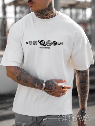 Чоловіча оверсайз футболка з принтом - це стильний і невимушений елемент гардеро. . фото 1