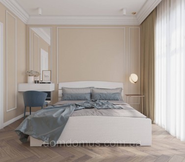 Двуспальная кровать с основанием под матрас изготовлена из красивого, современно. . фото 3