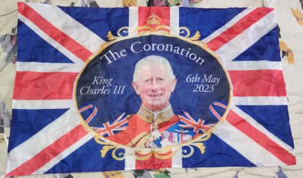 Памятный флаг, баннер King Charles lll The Coronation 6th May 2023, размер 80х50. . фото 3