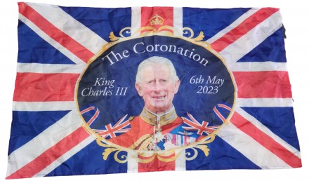 Памятный флаг, баннер King Charles lll The Coronation 6th May 2023, размер 80х50. . фото 2