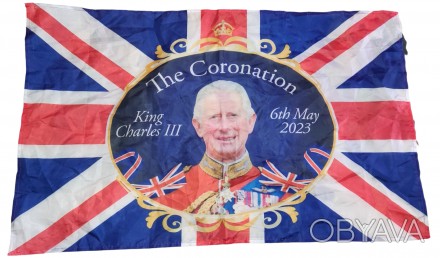 Памятный флаг, баннер King Charles lll The Coronation 6th May 2023, размер 80х50. . фото 1