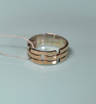 Кольцо серебряное с золотыми напайками 925/375 пробы, Украинского производства (. . фото 2