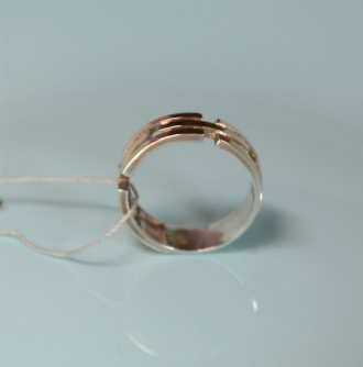 Кольцо серебряное с золотыми напайками 925/375 пробы, Украинского производства (. . фото 5