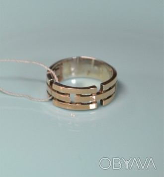 Кольцо серебряное с золотыми напайками 925/375 пробы, Украинского производства (. . фото 1