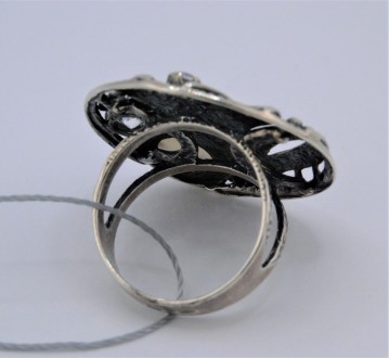 Кольцо серебряное с моховым опалом и циркониями 925 пробы, Украинского производи. . фото 4