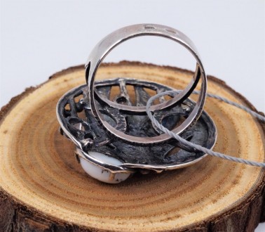 Кольцо серебряное с моховым опалом и циркониями 925 пробы, Украинского производи. . фото 11