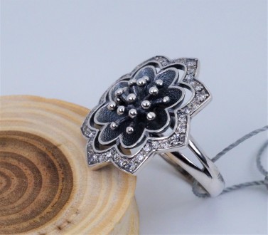 Кольцо серебряное "Эллизиана" с цирконием 925 пробы, Украинского производителя (. . фото 2