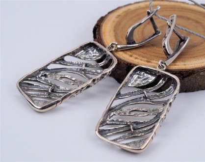 Серьги-подвески серебряные "Лавина" 925 пробы, Украинского производителя (г. Хар. . фото 3