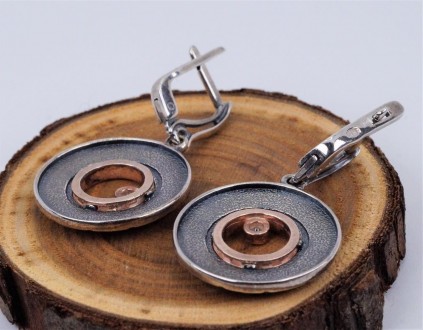 Серьги-подвески серебряные "Зодиак" с фианитами, 925 пробы, Украинского производ. . фото 4