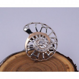 Кольцо серебряное с золотой напайкой и цирконием 875/375 пробы, Украинского прои. . фото 4