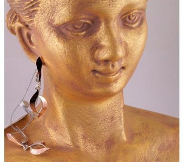 Срібні сережки-підвіски "Моннія" із золотими напайками 925/375 проби, Українсько. . фото 3