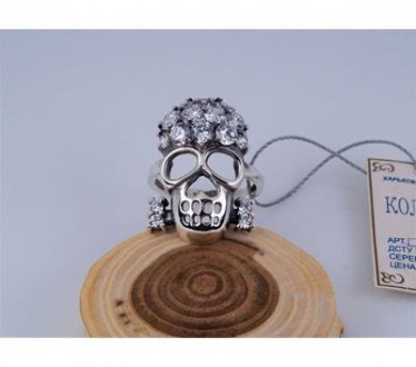 Кольцо серебряное с циркониями "Череп" 925 пробы, Украинского производителя. Вес. . фото 4