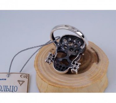 Кольцо серебряное с циркониями "Череп" 925 пробы, Украинского производителя. Вес. . фото 5