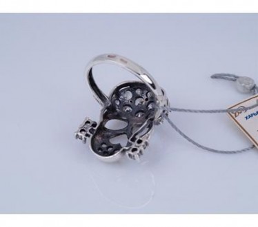 Кольцо серебряное с циркониями "Череп" 925 пробы, Украинского производителя. Вес. . фото 6