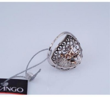 Кольцо серебряное с золотом и фианитами "Лилия" 925/585 пробы, Украинского произ. . фото 6