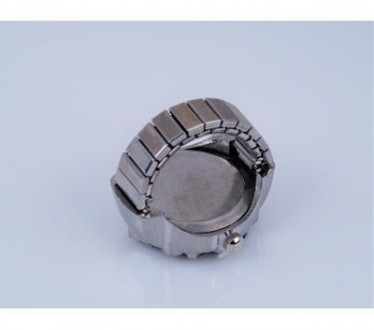 Годинник-кільце на палець кварцові сталевий (під крапельне срібло), з білим цифе. . фото 5
