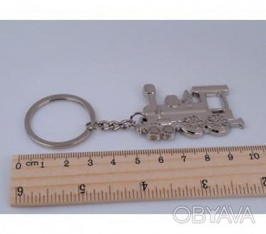 Брелок для ключів "Паровозик". Метал, (колір срібло), довжина загальна 10,00 см,. . фото 1