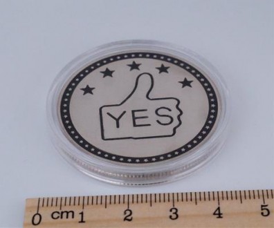Монета сувенирная "YES NO"(цвет - серебро). Диаметр монеты 4,00 см., толщина 0,2. . фото 5