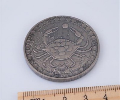 Монета сувенірний знак зодіаку "Рак". Діаметр монети 4,00 см, товщина 0,30 см. Д. . фото 3