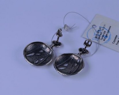 Серьги-гвоздики серебряные "Глазго" с цирконием 925 пробы, Украинского производи. . фото 7