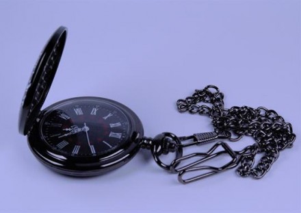 Часы карманные на цепочке кварцевые "Моему мужу" (цвет-черный). Диаметр 4,70 см.. . фото 4
