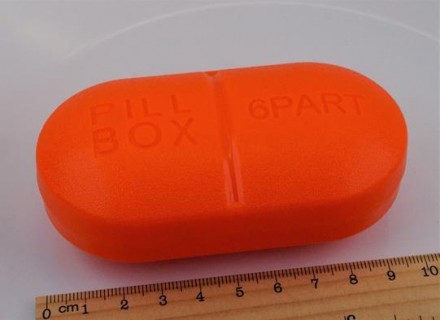 Бокс для таблеток оранжевый (на 6 отсеков). Длина 10,00 см., ширина 5,00 см., вы. . фото 2