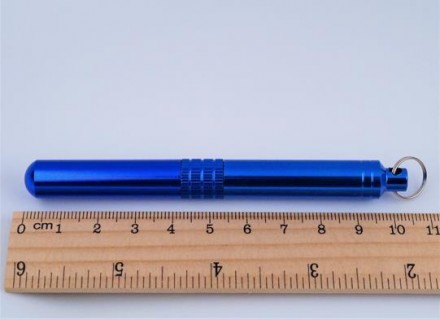 Брелок-шило/нож на ключи (цвет - синий, материал - алюминий/сталь). Длина общая . . фото 3