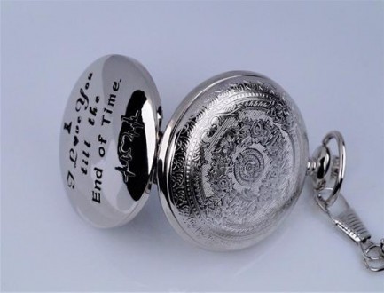Часы карманные кварцевые "Я люблю тебя навсегда" (цвет - серебро). Диаметр 4,70 . . фото 4