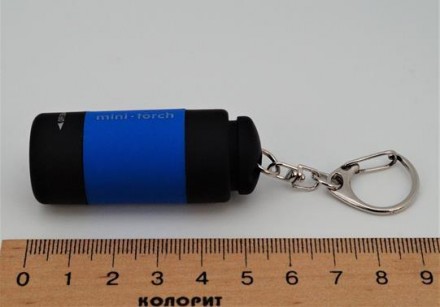 Светодиодный фонарик-брелок с usb зарядкой (синий). Включается поворотом передне. . фото 2